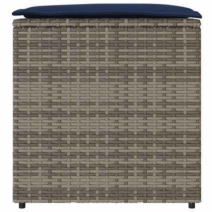 Kissenbox mit Speicher Grau 50 x 50 x 50 cm Poly-Rattan