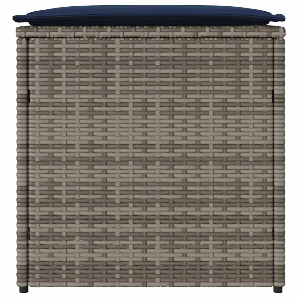Kissenbox mit Speicher Grau 50 x 50 x 50 cm Poly-Rattan