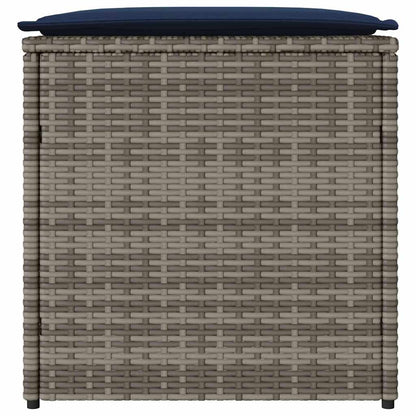 Kissenbox mit Speicher Grau 50 x 50 x 50 cm Poly-Rattan