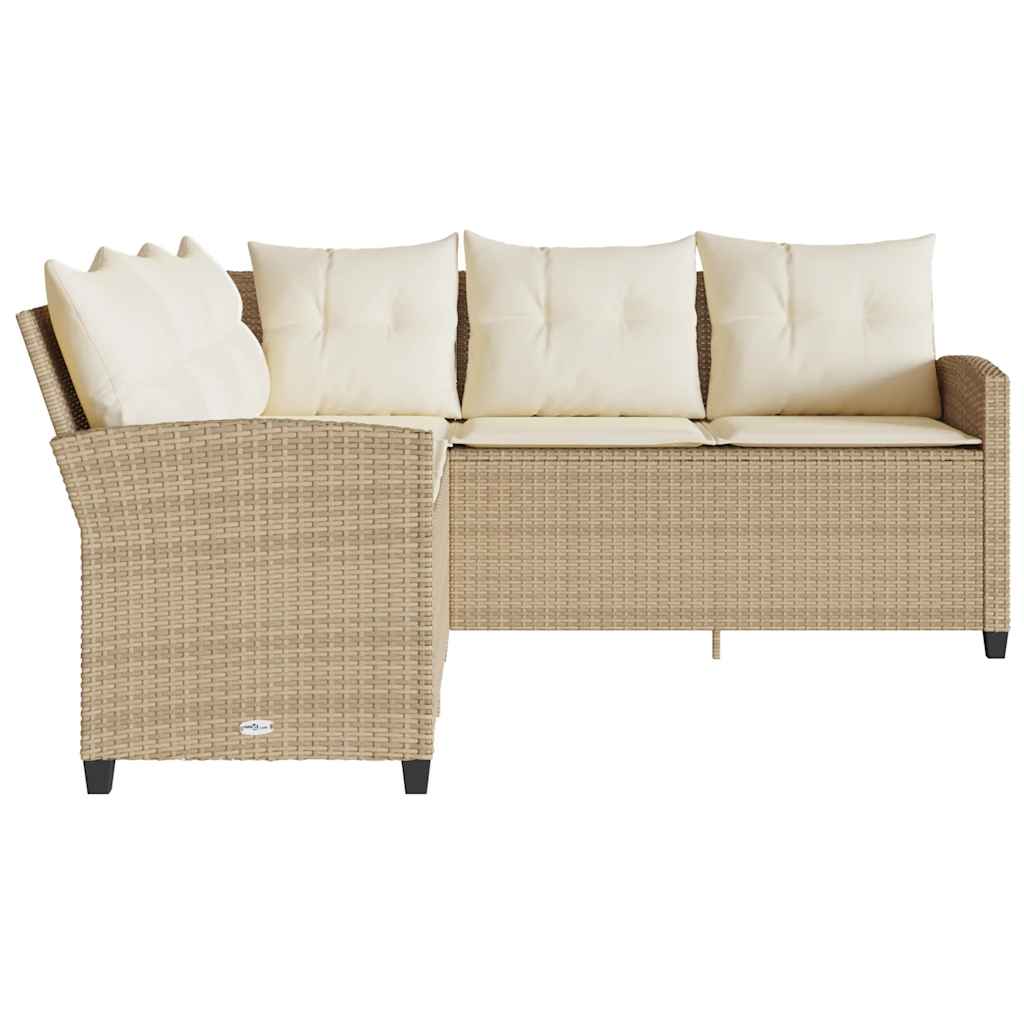 L-förmiges Couchsofa mit Kissen Beige Polyrattan