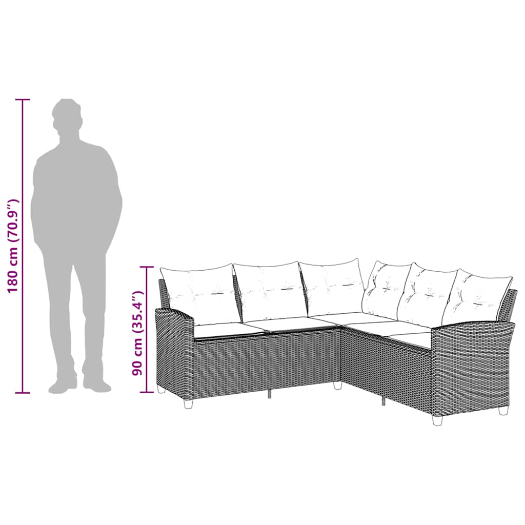 L-förmiges Couchsofa mit Kissen Beige Polyrattan