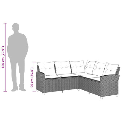 L-förmiges Couchsofa mit Kissen Beige Polyrattan