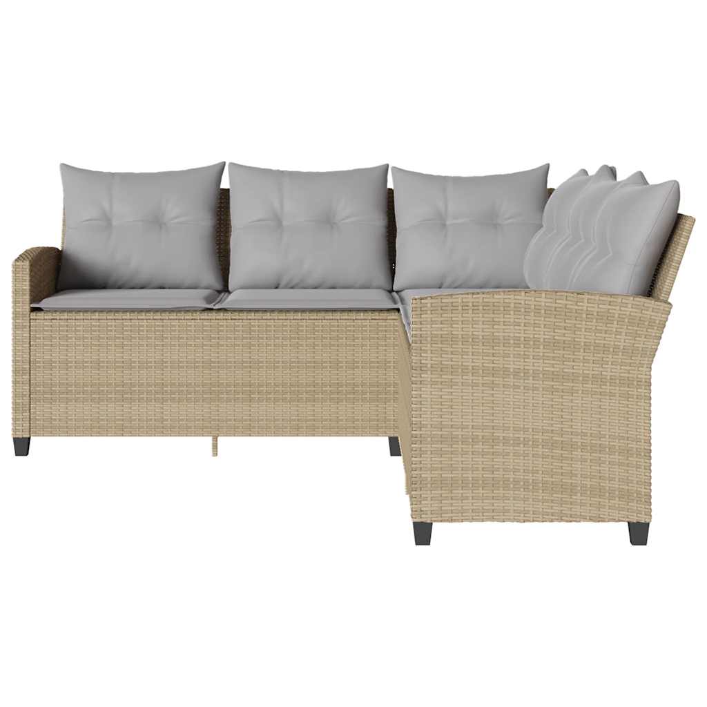 L-formet sofa med hynder i beige polyrattan