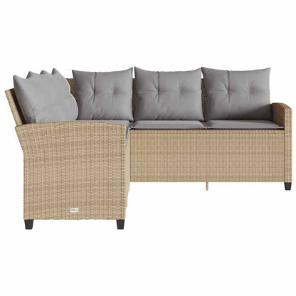 L-formet sofa med hynder i beige polyrattan