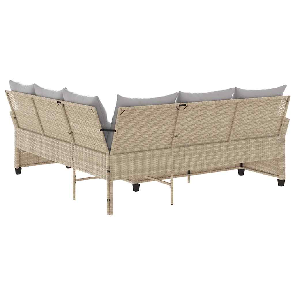 L-formet sofa med hynder i beige polyrattan