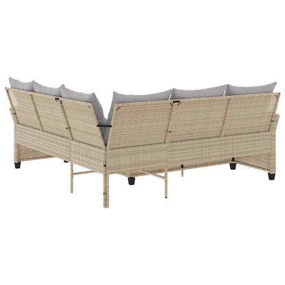 L-formet sofa med hynder i beige polyrattan
