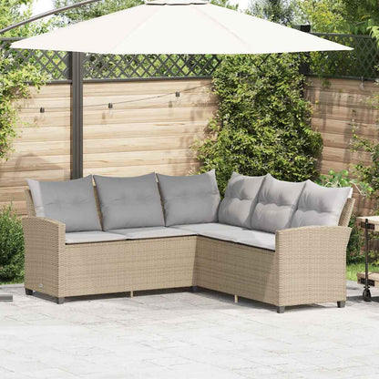 L-formet sofa med hynder i beige polyrattan