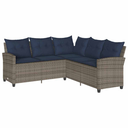 L-formet sofa med hynder Grå polyrattan