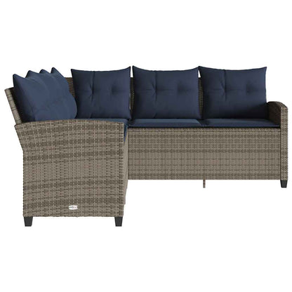 L-formet sofa med hynder Grå polyrattan