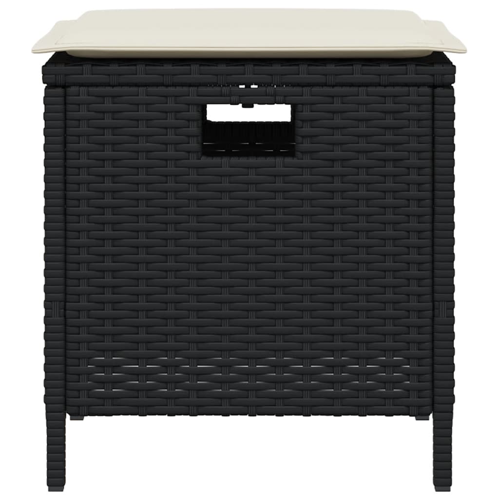 5-tlg. Garten-Essgruppe mit Kissen Schwarz Poly Rattan