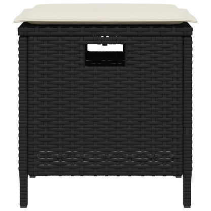 5-tlg. Garten-Essgruppe mit Kissen Schwarz Poly Rattan
