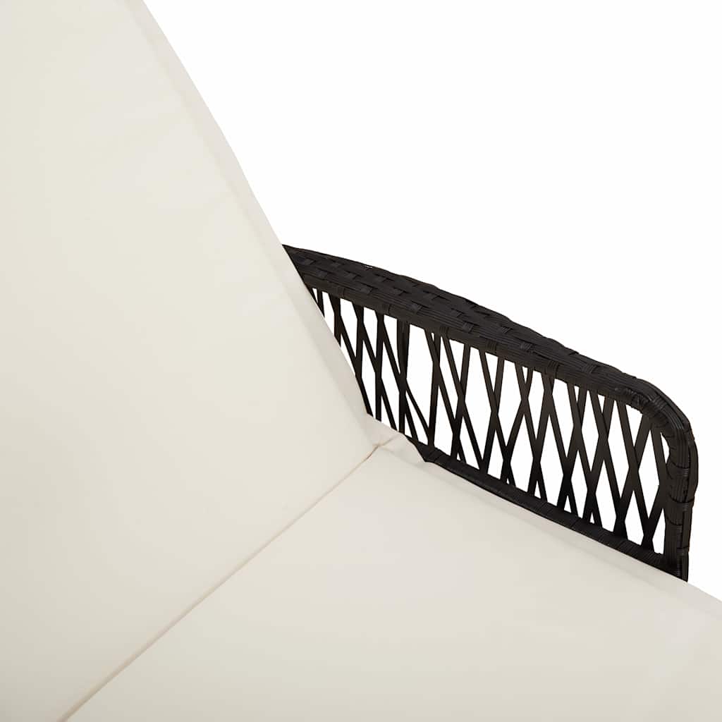 Sonnenliege mit Kissen Schwarz 157 x 55 x 92cm Poly-Rattan