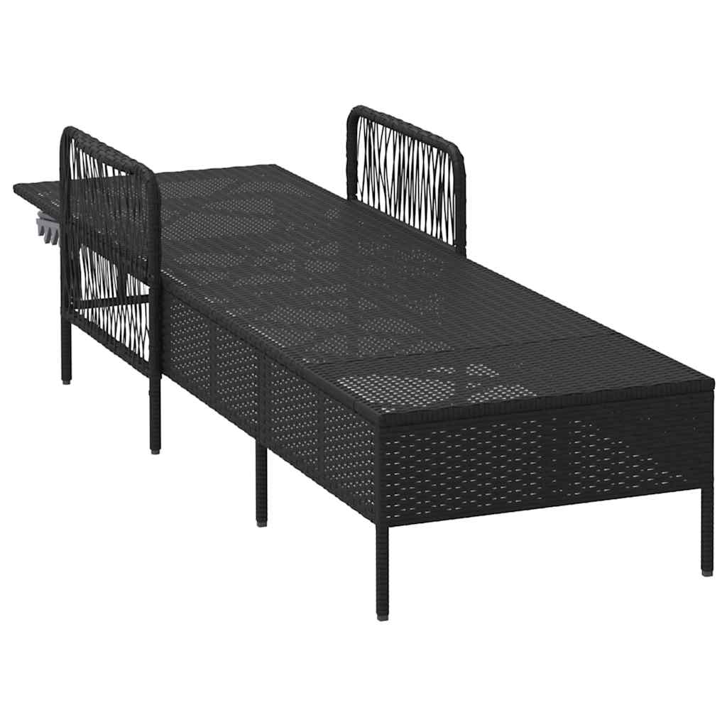 Sonnenliege mit Kissen Schwarz 157 x 55 x 92cm Poly-Rattan