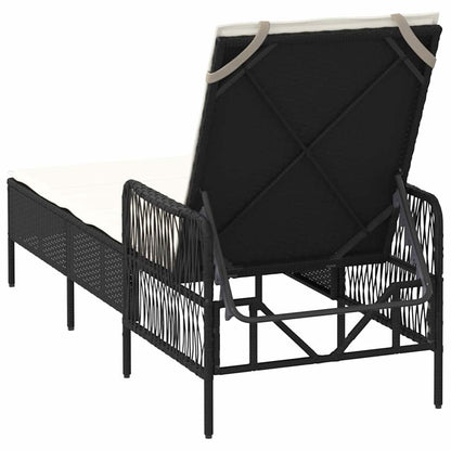 Sonnenliege mit Kissen Schwarz 157 x 55 x 92cm Poly-Rattan