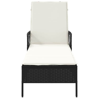 Sonnenliege mit Kissen Schwarz 157 x 55 x 92cm Poly-Rattan