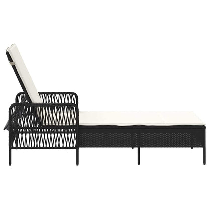 Sonnenliege mit Kissen Schwarz 157 x 55 x 92cm Poly-Rattan