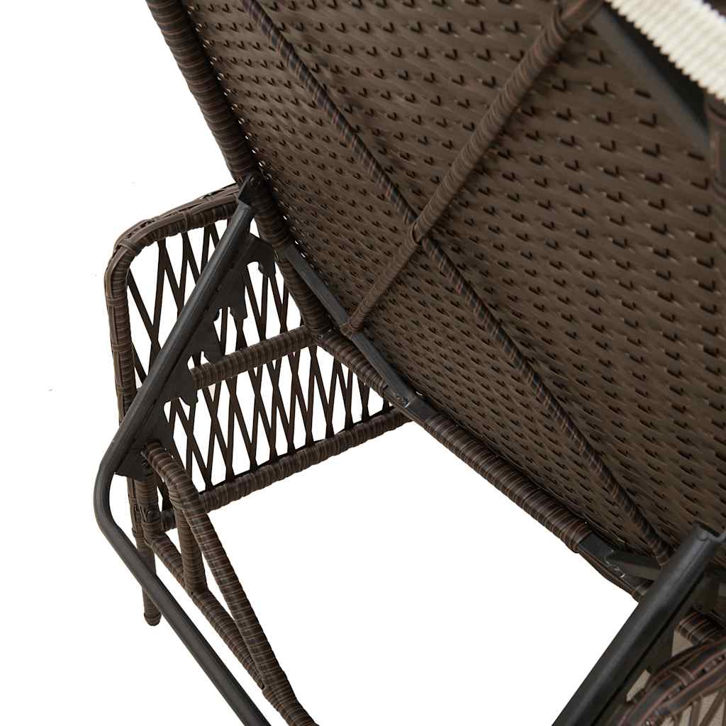 Sonnenliege mit Kissen Braun 157 x 55 x 92cm Poly-Rattan