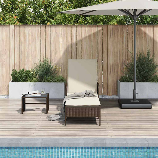 Sonnenliege mit Kissen Braun 157 x 55 x 92cm Poly-Rattan