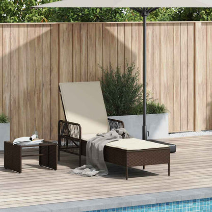 Sonnenliege mit Kissen Braun 157 x 55 x 92cm Poly-Rattan