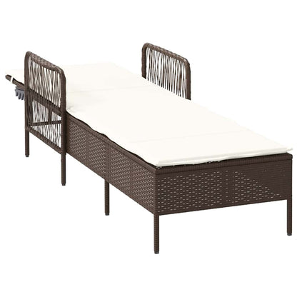 Sonnenliege mit Kissen Braun 157 x 55 x 92cm Poly-Rattan