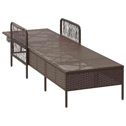 Sonnenliege mit Kissen Braun 157 x 55 x 92cm Poly-Rattan