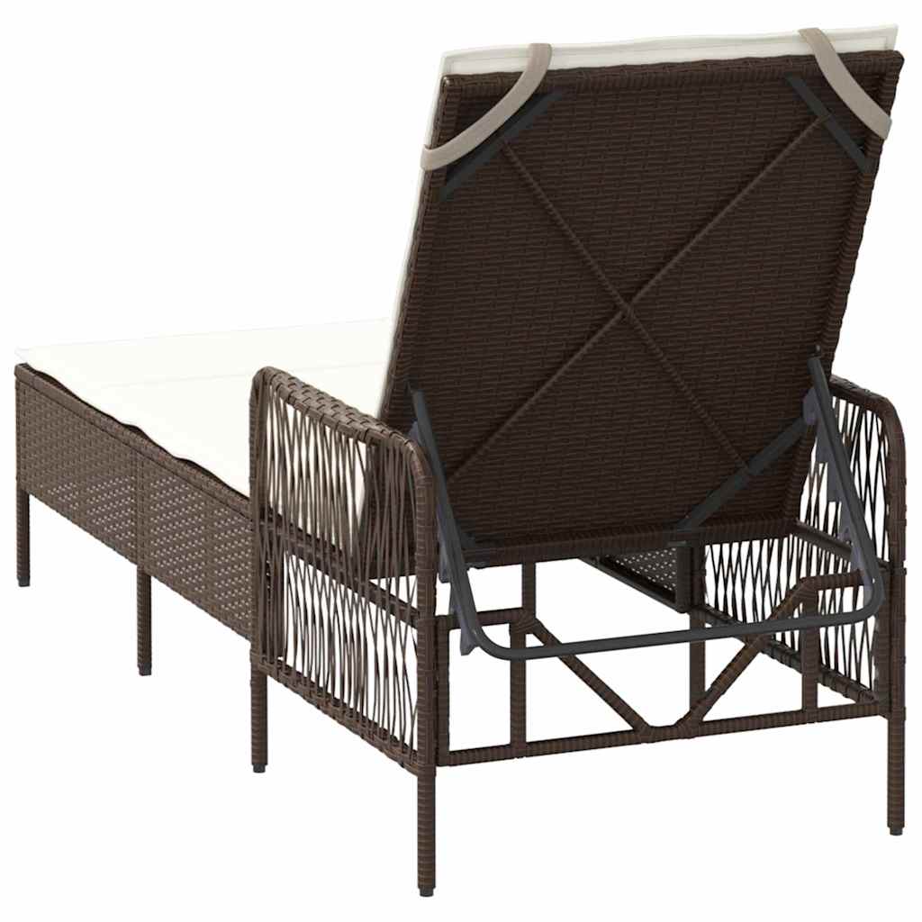 Sonnenliege mit Kissen Braun 157 x 55 x 92cm Poly-Rattan