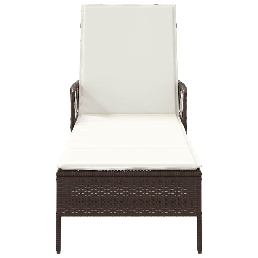 Sonnenliege mit Kissen Braun 157 x 55 x 92cm Poly-Rattan
