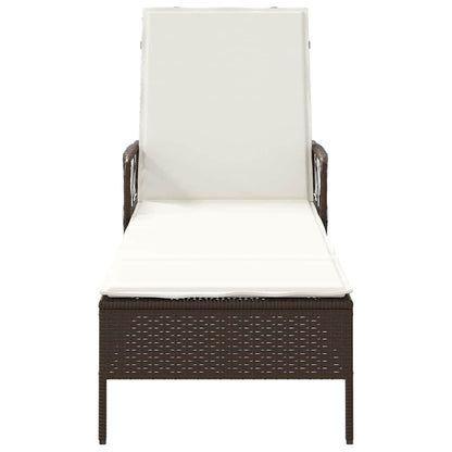 Sonnenliege mit Kissen Braun 157 x 55 x 92cm Poly-Rattan