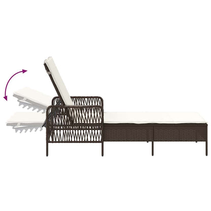 Sonnenliege mit Kissen Braun 157 x 55 x 92cm Poly-Rattan