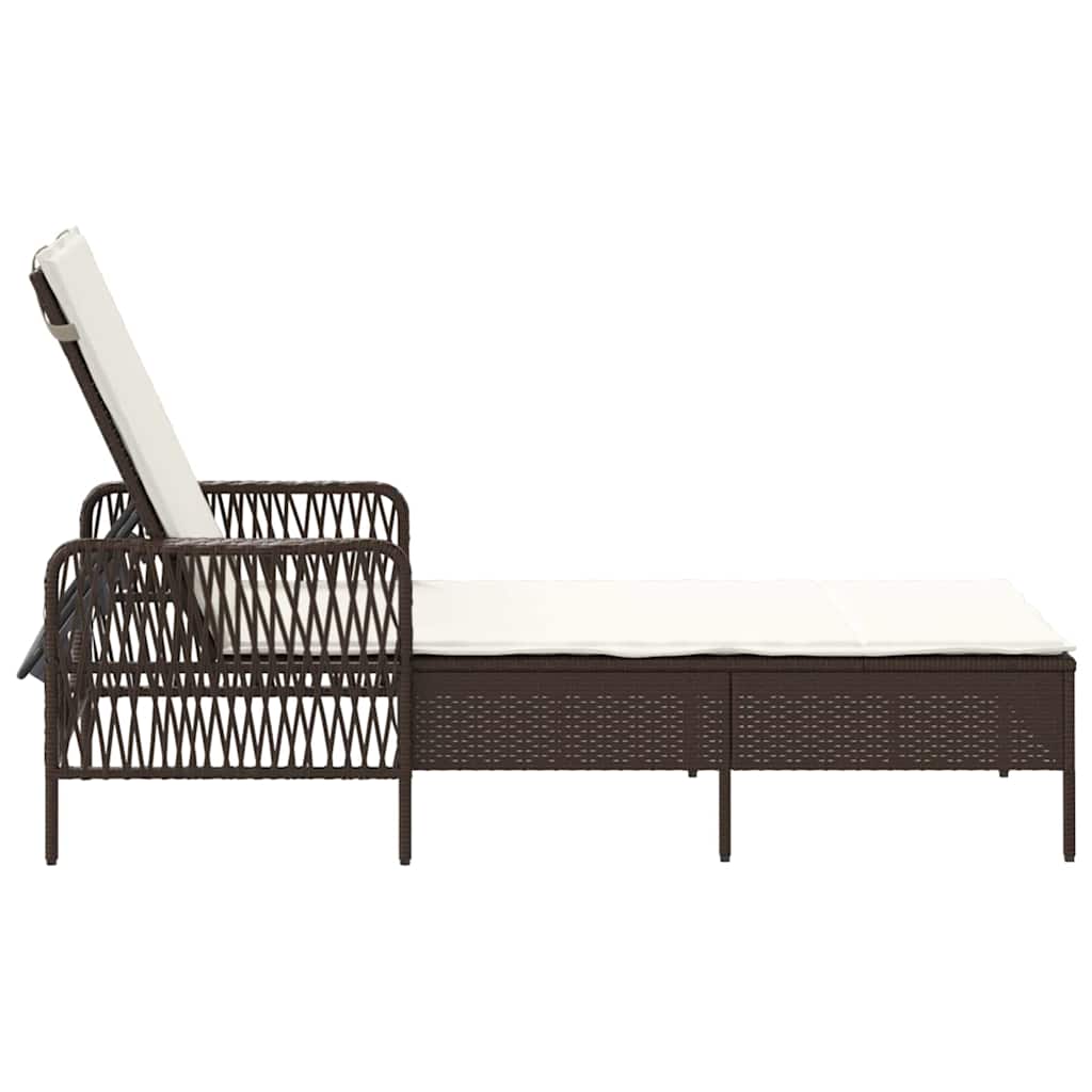 Sonnenliege mit Kissen Braun 157 x 55 x 92cm Poly-Rattan