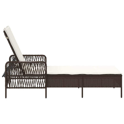 Sonnenliege mit Kissen Braun 157 x 55 x 92cm Poly-Rattan