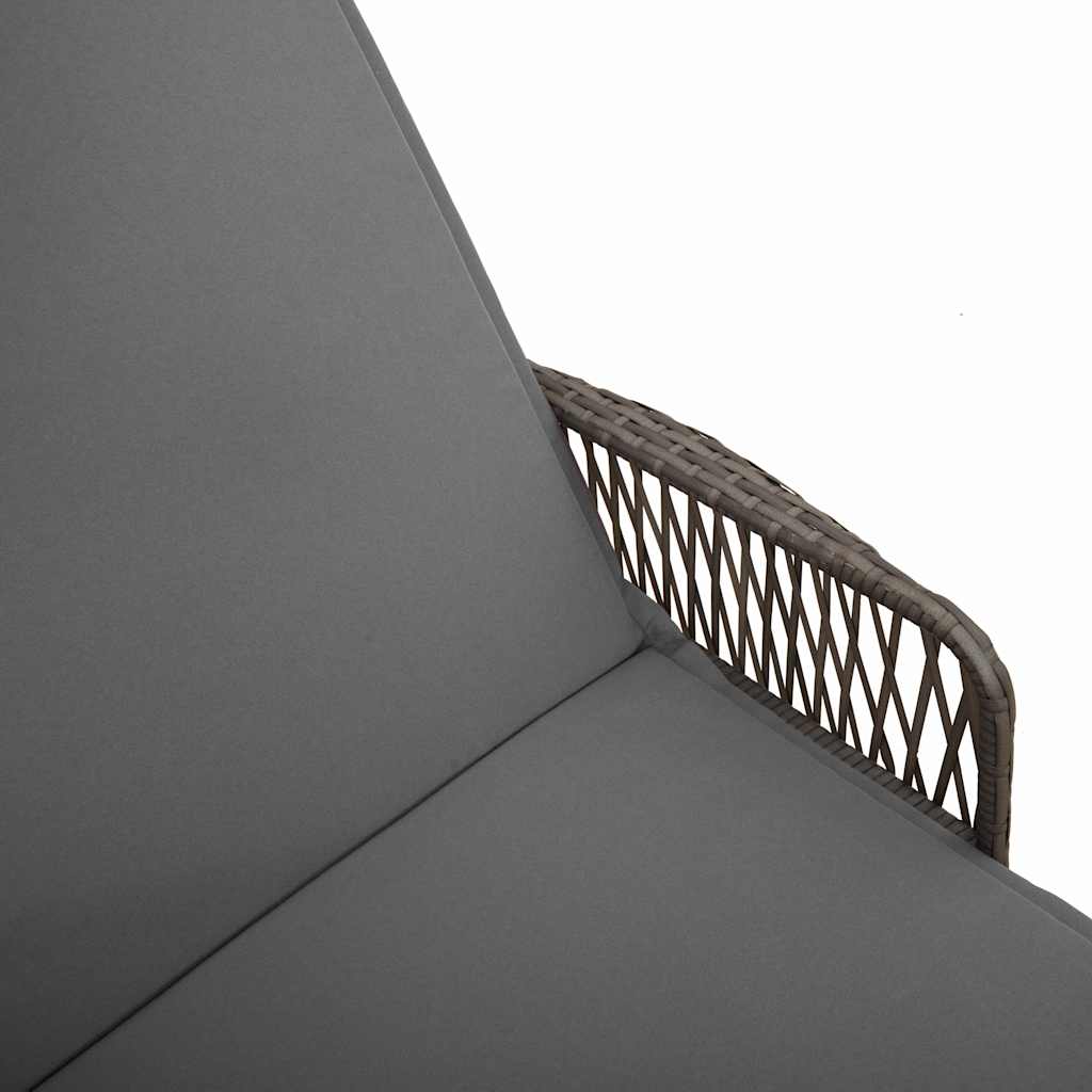 Sonnenliege mit Kissen Grau 157 x 55 x 92cm Poly-Rattan
