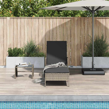 Sonnenliege mit Kissen Grau 157 x 55 x 92cm Poly-Rattan