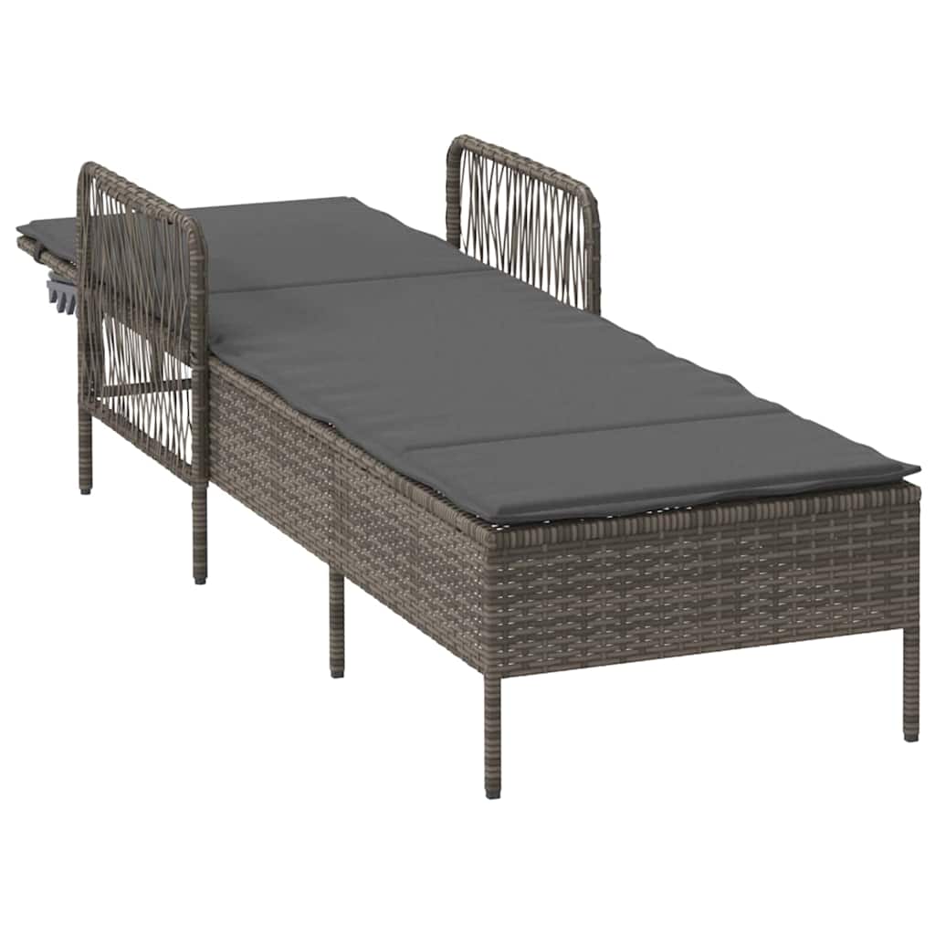 Sonnenliege mit Kissen Grau 157 x 55 x 92cm Poly-Rattan