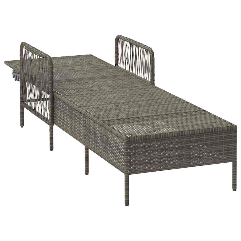 Sonnenliege mit Kissen Grau 157 x 55 x 92cm Poly-Rattan