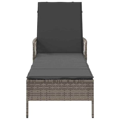 Sonnenliege mit Kissen Grau 157 x 55 x 92cm Poly-Rattan