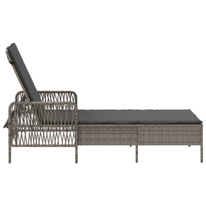 Sonnenliege mit Kissen Grau 157 x 55 x 92cm Poly-Rattan