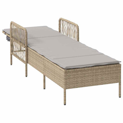Sonnenliege mit Kissen Beige 157 x 55 x 92cm Poly-Rattan