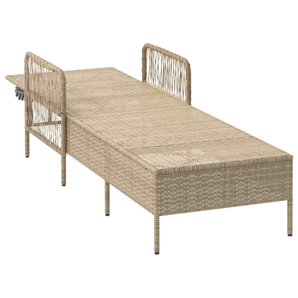 Sonnenliege mit Kissen Beige 157 x 55 x 92cm Poly-Rattan