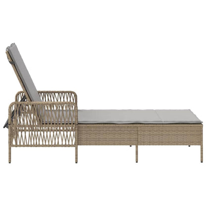 Sonnenliege mit Kissen Beige 157 x 55 x 92cm Poly-Rattan