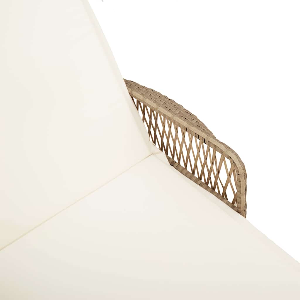 Sonnenliege mit Kissen Beige 157 x 55 x 92cm Poly-Rattan