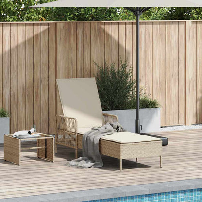Sonnenliege mit Kissen Beige 157 x 55 x 92cm Poly-Rattan