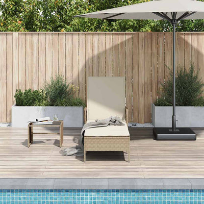 Sonnenliege mit Kissen Beige 157 x 55 x 92cm Poly-Rattan