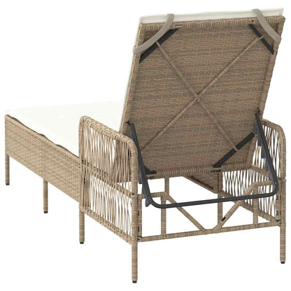 Sonnenliege mit Kissen Beige 157 x 55 x 92cm Poly-Rattan