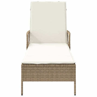 Sonnenliege mit Kissen Beige 157 x 55 x 92cm Poly-Rattan