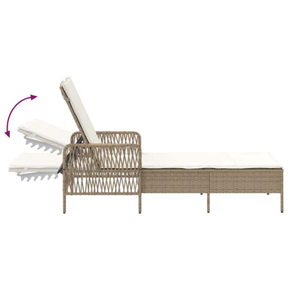 Sonnenliege mit Kissen Beige 157 x 55 x 92cm Poly-Rattan