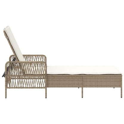 Sonnenliege mit Kissen Beige 157 x 55 x 92cm Poly-Rattan