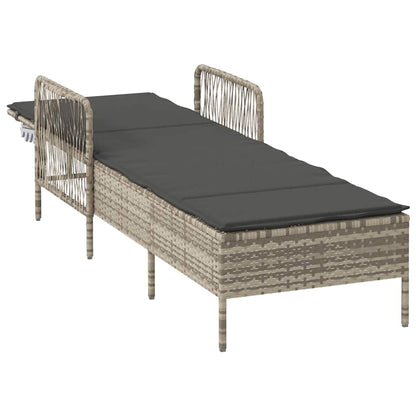 Sonnenliege mit Kissen Hellgrau 157 x 55 x 92cm Poly-Rattan