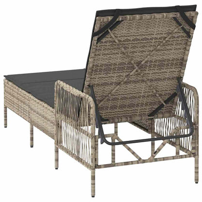 Sonnenliege mit Kissen Hellgrau 157 x 55 x 92cm Poly-Rattan