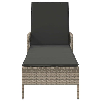 Sonnenliege mit Kissen Hellgrau 157 x 55 x 92cm Poly-Rattan